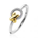 ZINZI Silberring mit extra 14 Karat Gelbgold plattierter X-Form und runder Form mit weißen Zirkonias ZIR2260