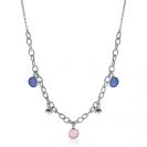 ZINZI silberne Luxus Jasseron Kette 45cm mit Kugel und Charms rund in rosaund blau ZIC2005