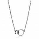 ZINZI silberne Kette 2 offen Kreise verbunden schwarz  weiß 40-45cm ZIC1987
