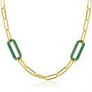 ZINZI zlv. collier gg.verg. papercilp met 2x malachiet