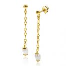 40mm ZINZI vergoldete Silber Ohrstecker mit langem Kettenglied, inklusive weißer Süßwasserperle ZIO2588