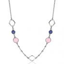 ZINZI silberne Fantasie Kette 45cm Sechseck blau rosa rund ZIC2002