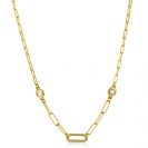ZINZI Silberkette 14 Karat gelbvergoldet Paperclip Glieder mit weißen runden Zirkonias 42-45cm ZIC2264G