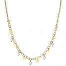 ZINZI silberne Fantasie Kette 14K gelb vergoldet runde Glieder  weiße Perlen 40-45cm ZIC2186G