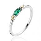 ZINZI zlv. ring fantasie met groen en gele zirc.mt.58