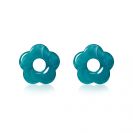 ZINZI oorbedels bloem 26mm turquoise kunststof