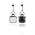 ZINZI silberne Ohranhänger quadratisch zweiseitig schwarzer Onyx und weißes Perlmutt 10mm ZICH2257