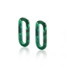 ZINZI zlv. oorbedels malachiet ovaal 20mm lang