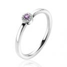 ZINZI zlv. ring entourage paars en witte zirc.mt.60