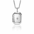 ZINZI zlv. hanger medaillon rechtoek zirconia 16mm