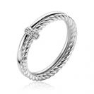 ZINZI zlv. ring 2 banen gedraaid/glad en zirc. mt.58