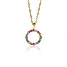 ZINZI silberner Anhänger 14K gelb vergoldet 12mm besetzter Regenbogen ZIH2170