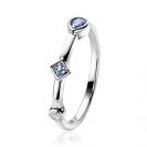 ZINZI silberner Ring rund Dreieck Tropfen weiß blau ZIR2091