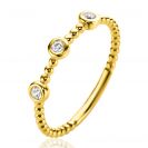 ZINZI Gold bolletjes ring met 3x ronde zirc. mt. 54