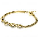 ZINZI silbernes Gourmet Armband 14K gelb vergoldet grobe ovale Glieder zweifarbig  weiße Zirkonia ZIA2203Y
