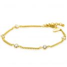 ZINZI Silberarmband 14 Karat gelbvergoldet Gourmet Glieder mit weißen runden Zirkonias ZIA2263G