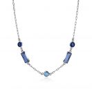 ZINZI zlv. collier met rechthoek/rond blauw 45cm
