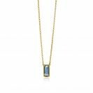 ZINZI zlv. collier gg.verg. met rechthoek blauw 45cm