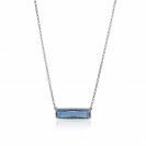 ZINZI zlv. collier met rechthoek blauw 45cm