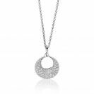 ZINZI silberne Kette 45cm mit Anhänger 17mm rund  weiß ZIC1572