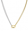 ZINZI silberne Bicolor-Kette 45cm ovaler Schließring in 14K Gelb vergoldet ZIC2060