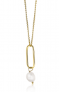 ZINZI silberne Kette 14K gelb vergoldet 45cm oval 43mm  weiße Perle ZIC2188G