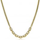ZINZI silberne Gourmet Halskette 14K gelb vergoldet grobe ovale Glieder  weiße Zirkonia 45cm ZIC2203Y