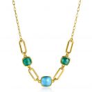 ZINZI zlv.collier gg.verg.ovale schakels/turq/groen