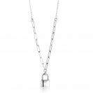 ZINZI zlv. collier paperclip met slotje hanger