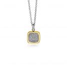 ZINZI zlv. hanger geel vierkant zirconia 18mm