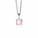 ZINZI zlv. hanger roze ronde steen glad