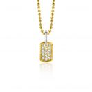 ZINZI zlv. hanger bicolor rechthoek pave gezet zirc.