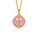 ZINZI zlv. hanger Smiley geel verguld roze