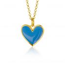 ZINZI zlv. hanger hart geel verguld blauw