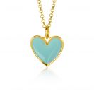 ZINZI zlv. hanger hart geel verguld turquoise