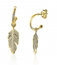 ZINZI silberne trendy Ohrringe 14K gelb vergoldet Feder ZIO1867G