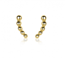 ZINZI silberne Ohrstecker 14K gelb vergoldet mit Welle von Kugeln 10mm ZIO2090G