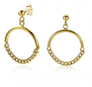 ZINZI silberne Ohrhänger 14K gelb vergoldet 24mm rund mit Gourmet Glieder ZIO2201G