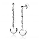 ZINZI zlv. oorstekers paperclip/koord hart hanger