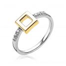 ZINZI silberner Ring gelb vergoldet viereckig weiß ZIR1862G