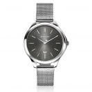 ZINZI Classy Uhr 34 mm graues Zifferblatt Stahlgehäuse und Mesh-Armband, Datum ZIW1024M