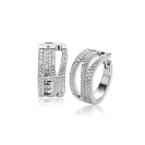 18mm Mart Visser by ZINZI Silber-Creolen, organisch geformt mit luxuriösem Scharnierverschluss, besetzt mit weißen Zirkoniasteinen MVO26