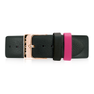 ZINZI Retro Lederarmband Schwarz Roségold Stahlschließe 18mm RETBand4