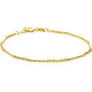 ZINZI Gold 14-karaats massives goldenes Armband mit verzierten gedrehten Stäbchen und feinen Jasseron-Gliedern, 2 mm breit, 17-19 cm lang, ZGA500