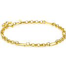 ZINZI Gold 14 Karat massives goldenes Armband mit vier Paperclip-Gliedern kombiniert mit Jasseron-Gliedern 17-19 cm ZGA495