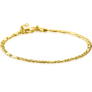 ZINZI Gold 14 Karat massives goldenes Armband mit Falkenauge-Gliedern und glänzenden Plättchen, 2,6 mm breit, 17-19 cm lang, ZGA499