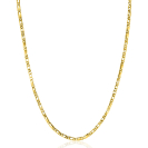 ZINZI Gold 14 Karat massiv goldene Kette mit Falkenauge-Gliedern und glänzenden Plättchen, 2,6mm breit, 41-43cm ZGC499
