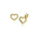 ZINZI GOLD oorknopjes open hart zirconia's