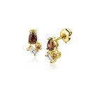 ZINZI zlv. oorknopjes met bruin/champ/wit cz