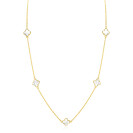 ZINZI zlv. collier gg.verg. met 5 parelmoer klavers